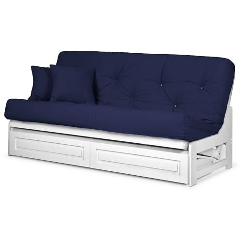 Arden Solid Hardwood Full-Size Futon Set with Storage Drawers
