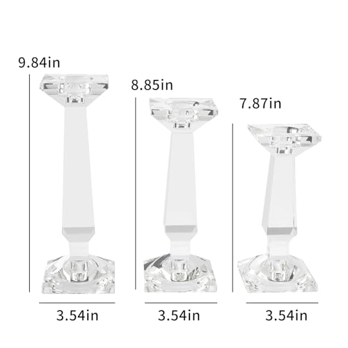 Marvala Crystal Candelabra Set - 3-in-1 Reversible Candle Holders for Taper, Pillar & Tealight Candles - SML Set of 3