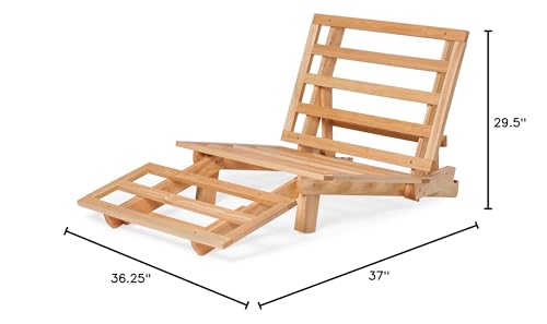 Twin Size Convertible Futon Lounger with Microfiber Mattress - Solid Wood