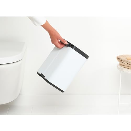 Brabantia Bo XS Lift Open Trash Can | 1.1 Gal / 4L | White | Wall-Mountable/Free Standing Bedroom, Bathroom, Nursery Trash Can, Removable Inner Bucket, Non-Slip Base | + Trash Bags