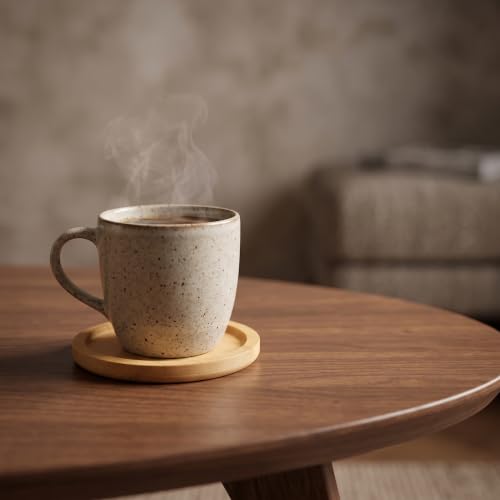 SEHOI 20 PCS 5 Inch Natural Bamboo Coasters & Planter Saucer Trays - Round Wooden Drink & Plant Pot Holders