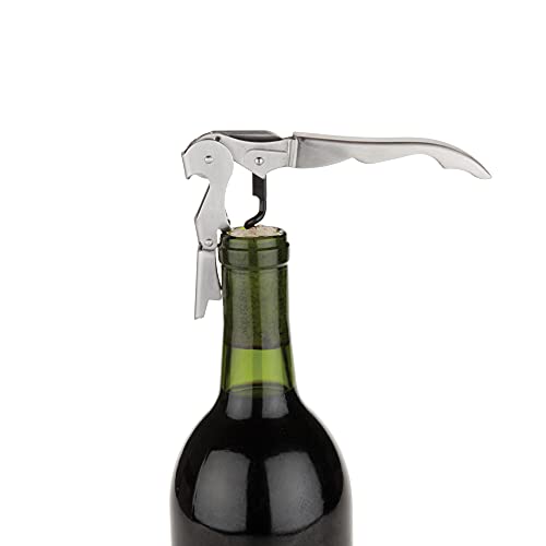 TRUE Metallic Silver Double Hinged Waiter's Corkscrew & Bottle Opener