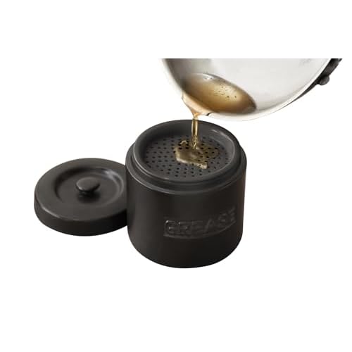Fox Run Bacon Grease Container, 5 x 5.5 inches, Black