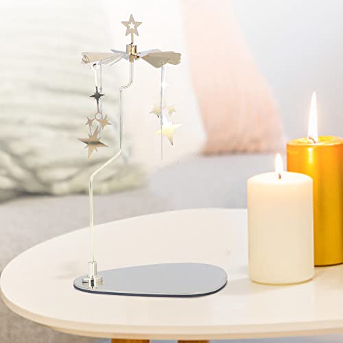 Rotating Star Candle Carousel - Stainless Steel Rotary Candle Holder