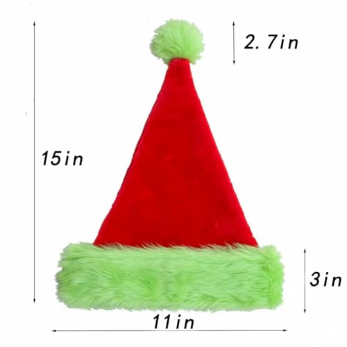 Drewev Santa Hat for Adults Red Velvet Double Layer Christmas Hat Unisex Holiday