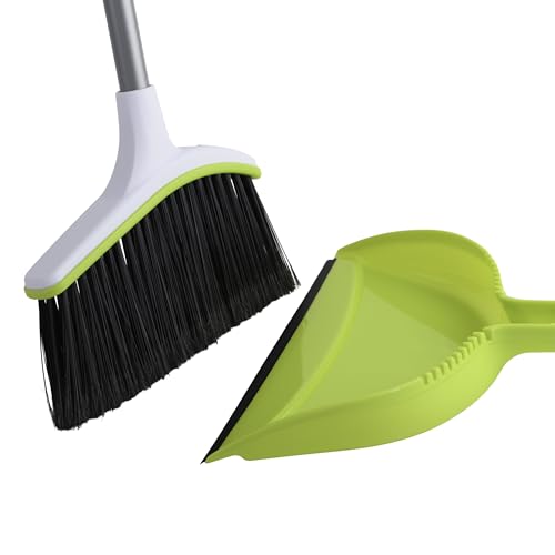 2-Piece Angled Broom and Dustpan Set - 44-Inch Long Handle Sweeper
