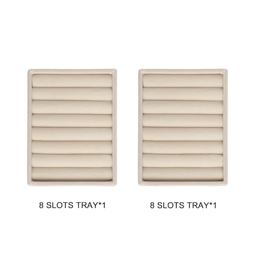 Small Velvet Jewelry Drawer Organizer Trays, 2 Pack 7-Slot Ring Inserts