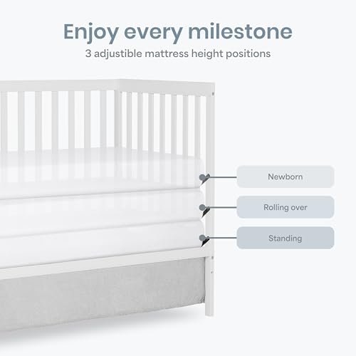 Convertible 5-in-1 Baby Crib Solid Wood White