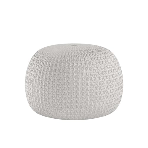 Hand-Knitted Round Cotton Pouf Ottoman - 20-Inch Floor Footstool