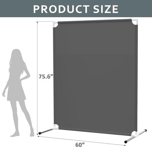Portable Privacy Room Divider, Grey Steel Frame Folding Partition Screen