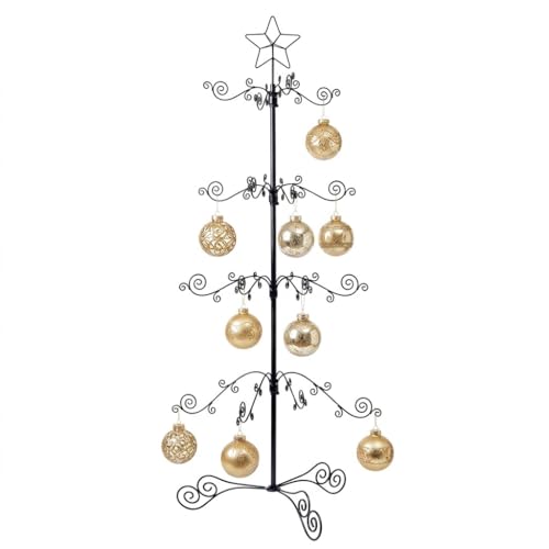 HOHIYA Black 3 Ft Ornament Display Tree Stand with 56 Hooks for Christmas & Holiday Decor