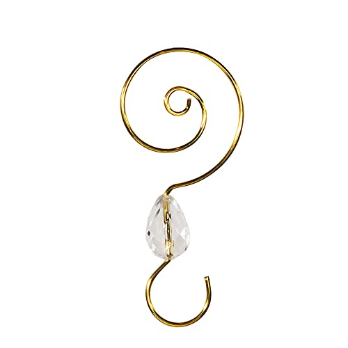 Gold Christmas Ornament Hooks with Clear Acrylic Beads - 24 Pack (2.25")