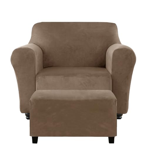 Velvet Chair and Ottoman Cover Set - Non-Slip Stretch Fit