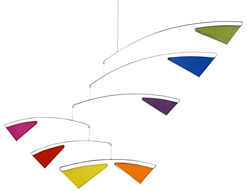 Tranquil Spectrum Kinetic Art Mobile, 22 x 34 Inch Rainbow Wall Hanging