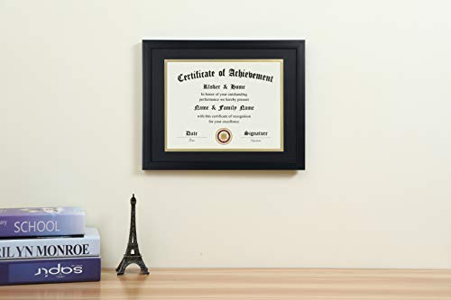 8.5x11 Certificate Frame with Double Mat & Gold Rim - 11x14 Diploma Frame