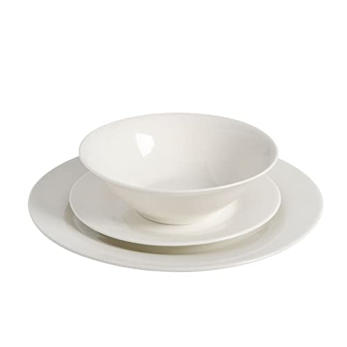 Gibson Home Zen Buffet Round 12 Piece Porcelain Chip and Scratch Resistant Dinnerware Plates and Bowls Set, Scratch & Chip Resistant
