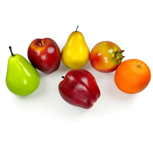 Artificial Fruit Set - 6 Piece Faux Fruits for Home Decor