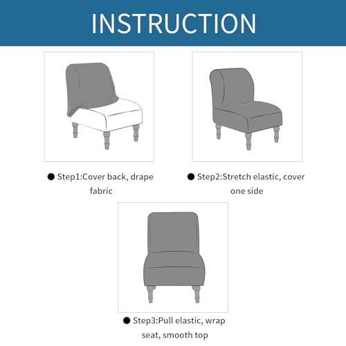 Stretchable Armless Chair Slipcover - Black, Removable & Washable