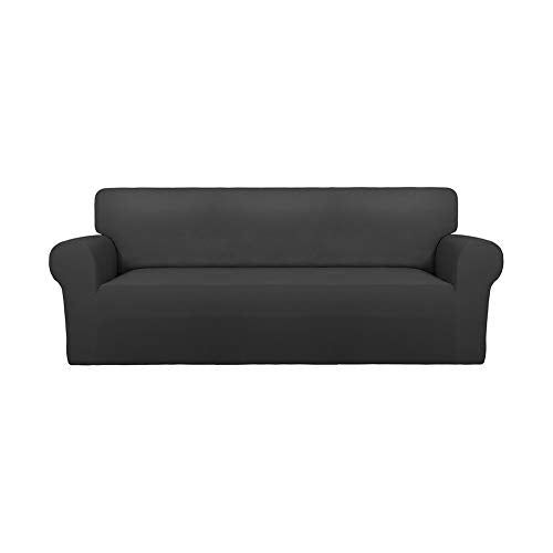 Stretch Sofa Slipcover - 1-Piece Non-Slip Spandex Couch Cover, Dark Gray