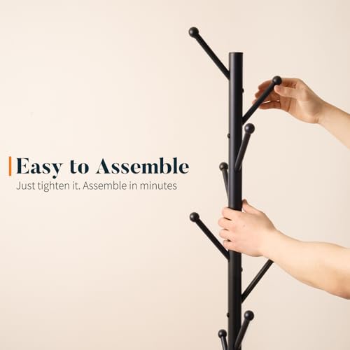 Freestanding Coat Rack with Marble Base, 8-Hook Heavy Duty Coat Tree