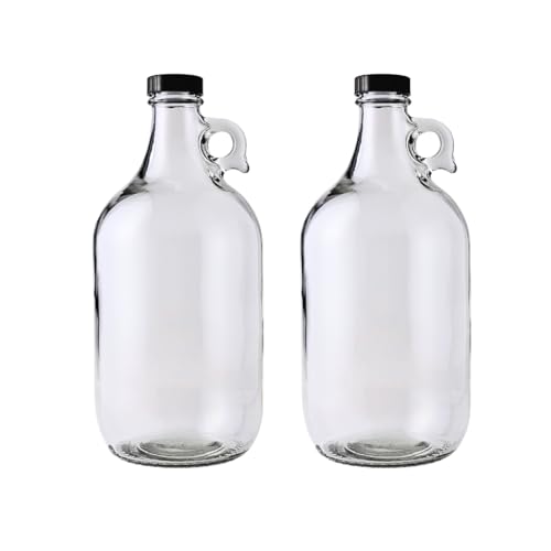 0.5 Gallon Glass Jugs with Polyseal Caps 2 Pack Clear Growlers