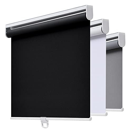 Cordless Blackout Roller Shade - 23"W x 72"H Thermal Window Blind, Black