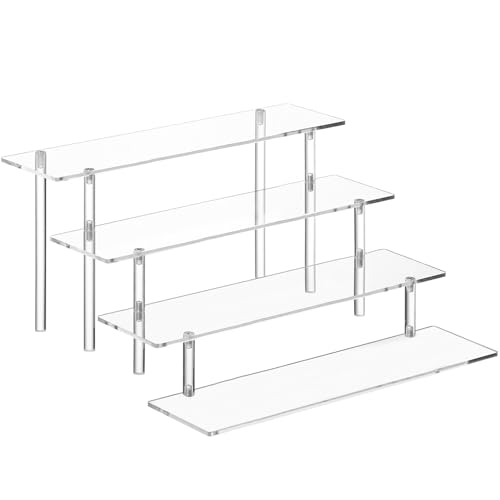 4-Tier Clear Acrylic Perfume Organizer Stand & Display Riser Shelf