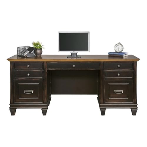 Bowery Hill 3-Piece Office Credenza Set with Desk, File Cabinet & Bookcase