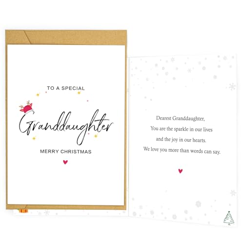 Christmas Card for Granddaughter - Heartfelt Holiday Greeting Card, Model M, with Envelope