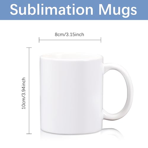 LaiHiulaan 24 Pack 11 oz White Sublimation Coffee Mugs with Handles - Bulk Customizable Blank Cups