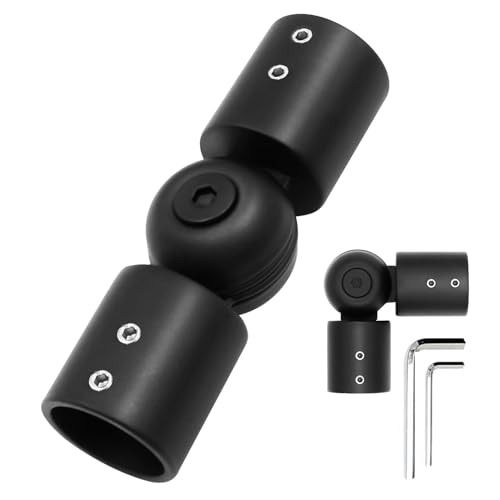 Adjustable Corner Curtain Rod Connector for 1-Inch Rods, Black