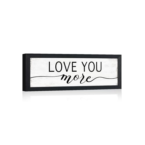 Love You More Framed Wall Art, Rustic Farmhouse Bedroom Decor 6x14.5