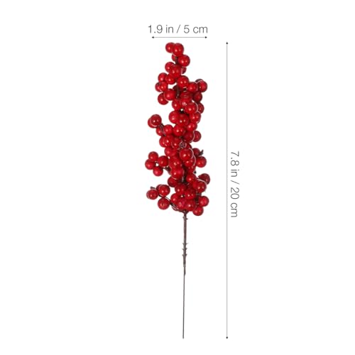 8pcs Artificial Red Berry Stems Christmas Berry Stems Waterproof Berry Branches for Christmas Tree Ornaments Crafts Holiday and Home Decoration (Red)