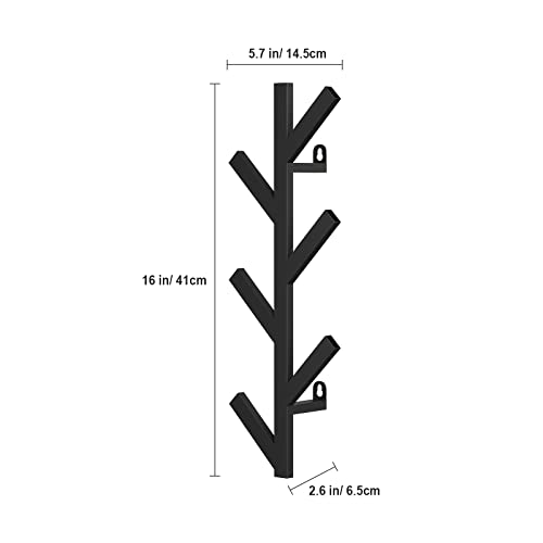 16-Inch Wall Mounted Metal Coat Rack with 6 Hooks for Entryway