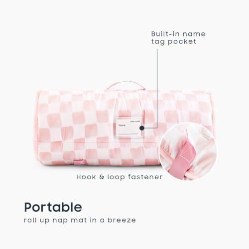 Toddler Nap Mat with Pillow and Blanket - Checkered Portable Sleeping Bag
