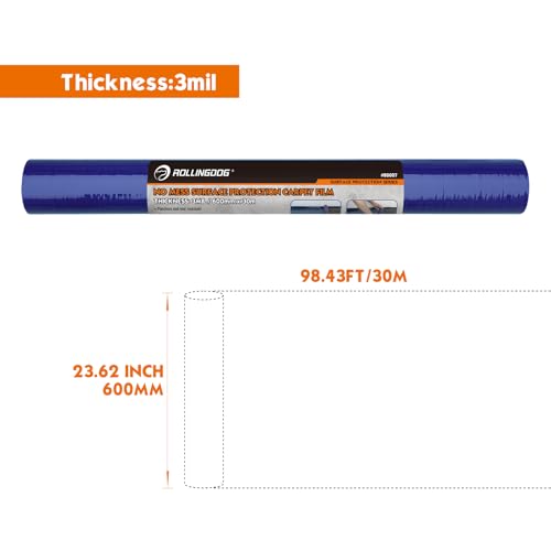Carpet Protection Film 24in x 100ft, 3mil Heavy-Duty Adhesive Floor Cover