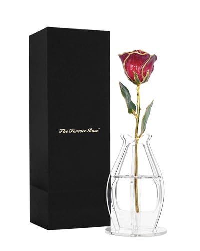Forever Rose Hand-Dipped in 24K Gold - July Ruby Birthstone Gift