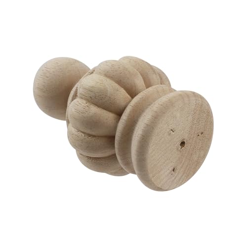 Unfinished Beech Wood Decorative Finial, 2.95"x4.9" Spherical DIY Craft