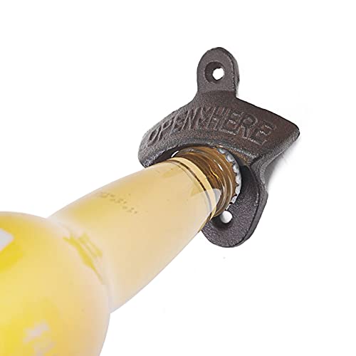 LIFULANDIAN Wall Mounted Cast Iron Beer Bottle Opener - Pack of 2