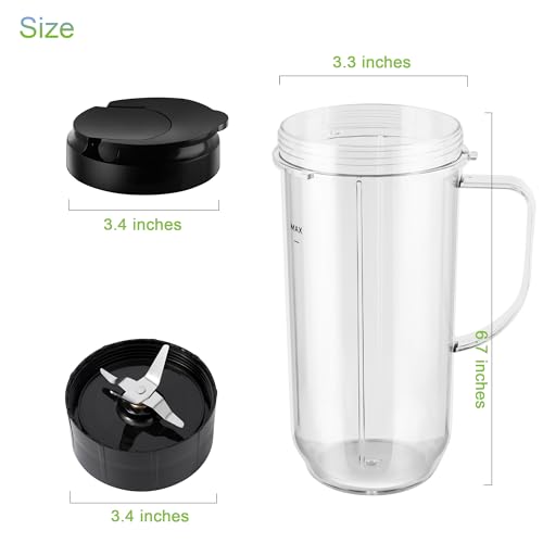 5-Piece 22oz Blender Cup Set with Cross Blade and Flip-Top Lids