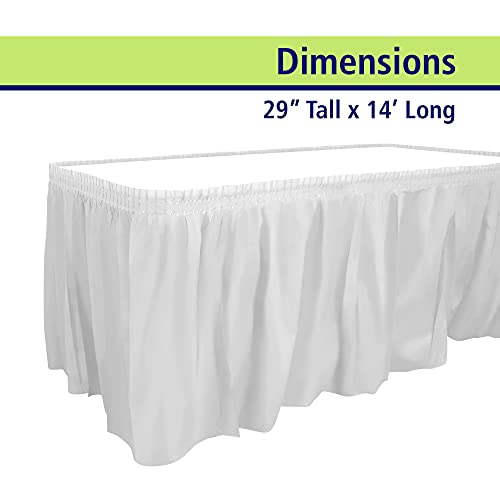 White Plastic Table Skirt - 29-Inch x 14-Foot - 6 Pack for Events
