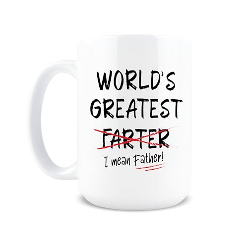 World's Greatest Farter Dad Mug 15oz - Funny Father's Day Coffee Cup, Gag Gift