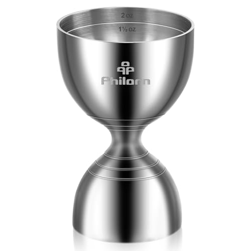 Philorn Silver Cocktail Jigger 2oz/1oz Bartending Measure Stainless Steel