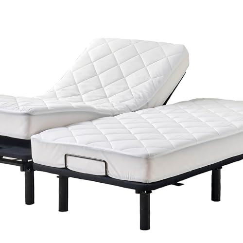 Fluffy Split King Mattress Topper with Quilted Fitted Pad - 2 Twin XL