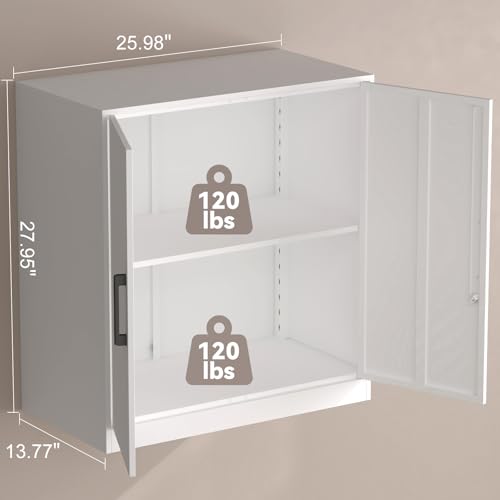 28-Inch Metal Wall Storage Cabinet with Adjustable Shelf and Locking Door