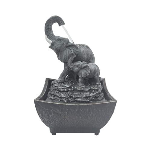 7.5" Elephant Tabletop Water Fountain with Adapter - Indoor Decor