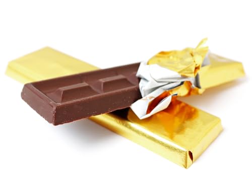 Penta Angel Gold 50pcs Candy Bar Wrappers; Foil Backing for Chocolate Bars, 16x19 cm