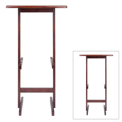Solid Wood Folding Snack Table Storage Rack, Walnut Finish