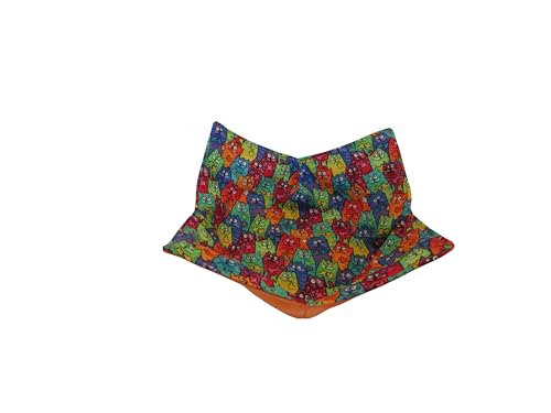 Reversible Quilted Microwave Bowl Cozy - 100% Cotton Tie Dye Cat Print