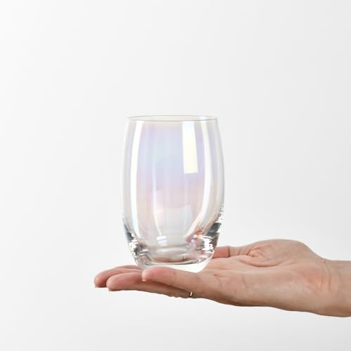 Rainbow Chrome Drinking Glasses Set - 12.2 oz Lead-Free Crystal Tumblers